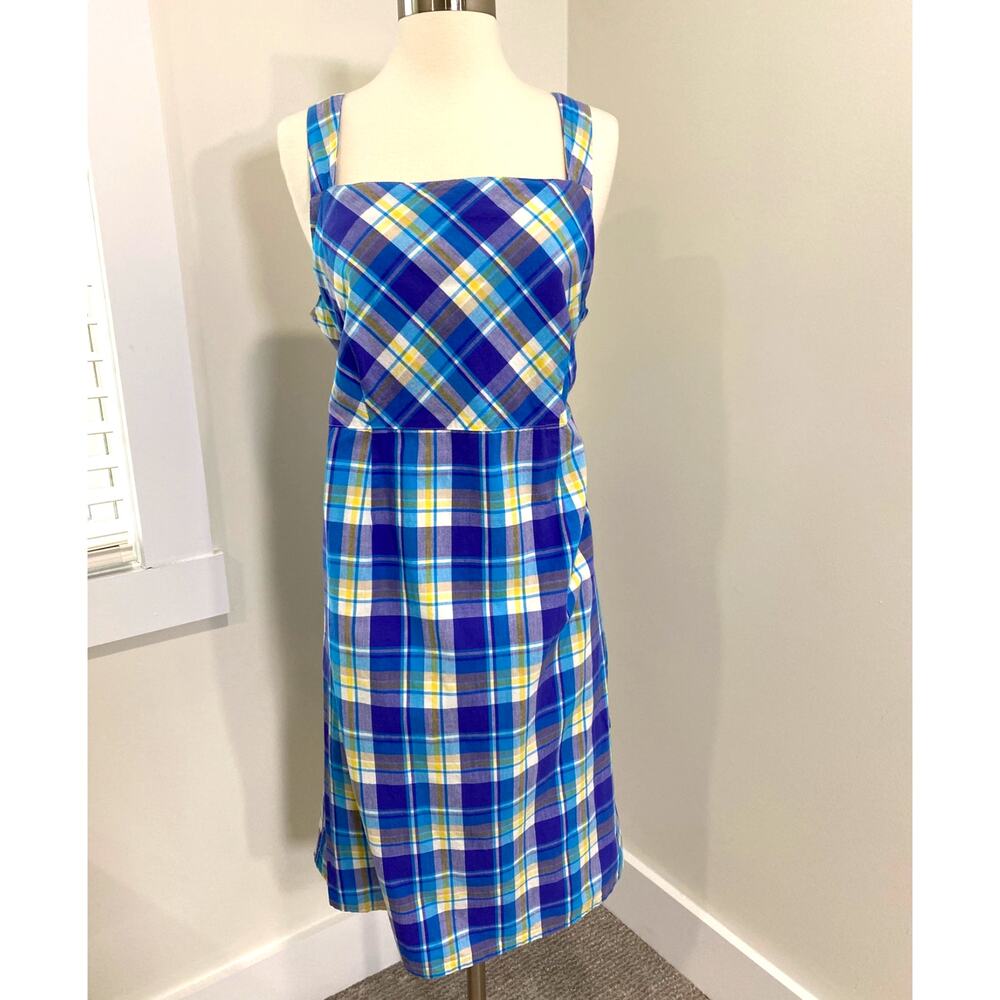 Take Nine Plaid Babydoll Sleeveless Maternity Easter Sundress Sz L 100% Cotton‎